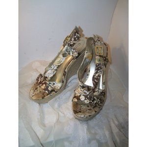 Guess Sandals Floral Rope Woven Platform 8 Shoe